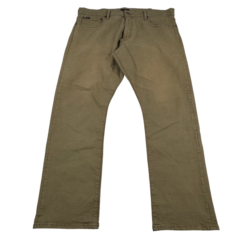 Polo Ralph Lauren Varick Slim Straight Pants Men's 38x30 Tan Khaki Denim Twill